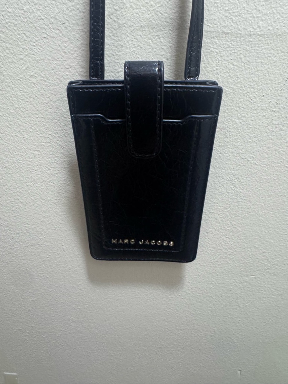 Marc Jacobs Black Leather Neck Crossbody Phone Holder